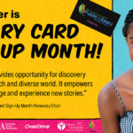 Graphic states Library Card Sign-Up Month; Photo of Marley Dias, 2021 Honorary Chair