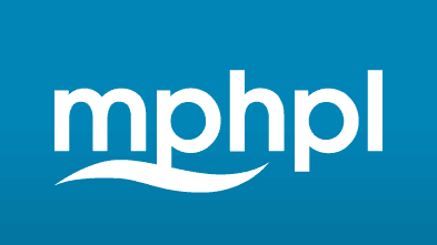 White lowercase letters mphpl on a blue background, with the tail of the p extending into a wavy line underneath the letters.