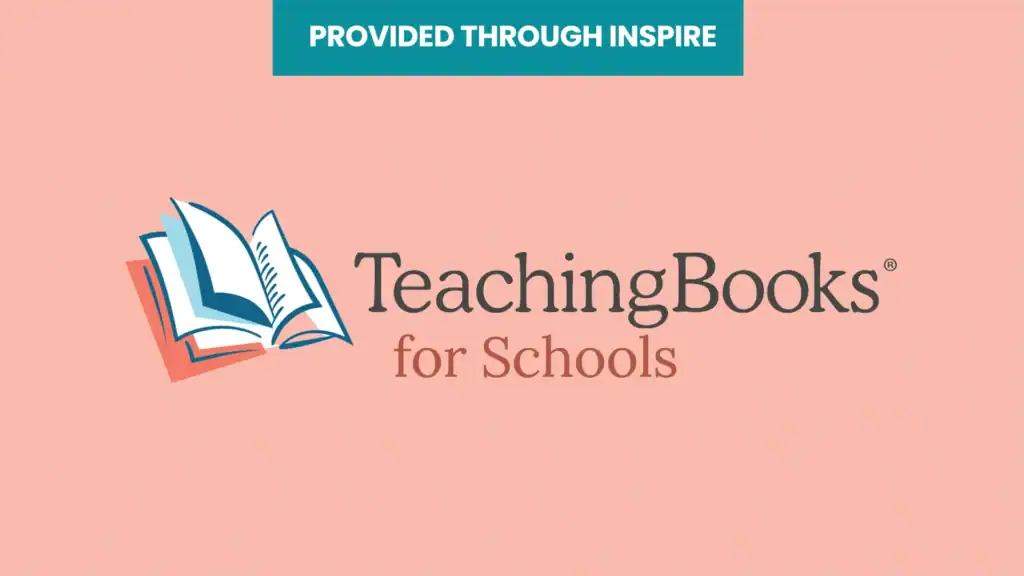 TeachingBooks for Schools logo. ‘Provided through Inspire’.